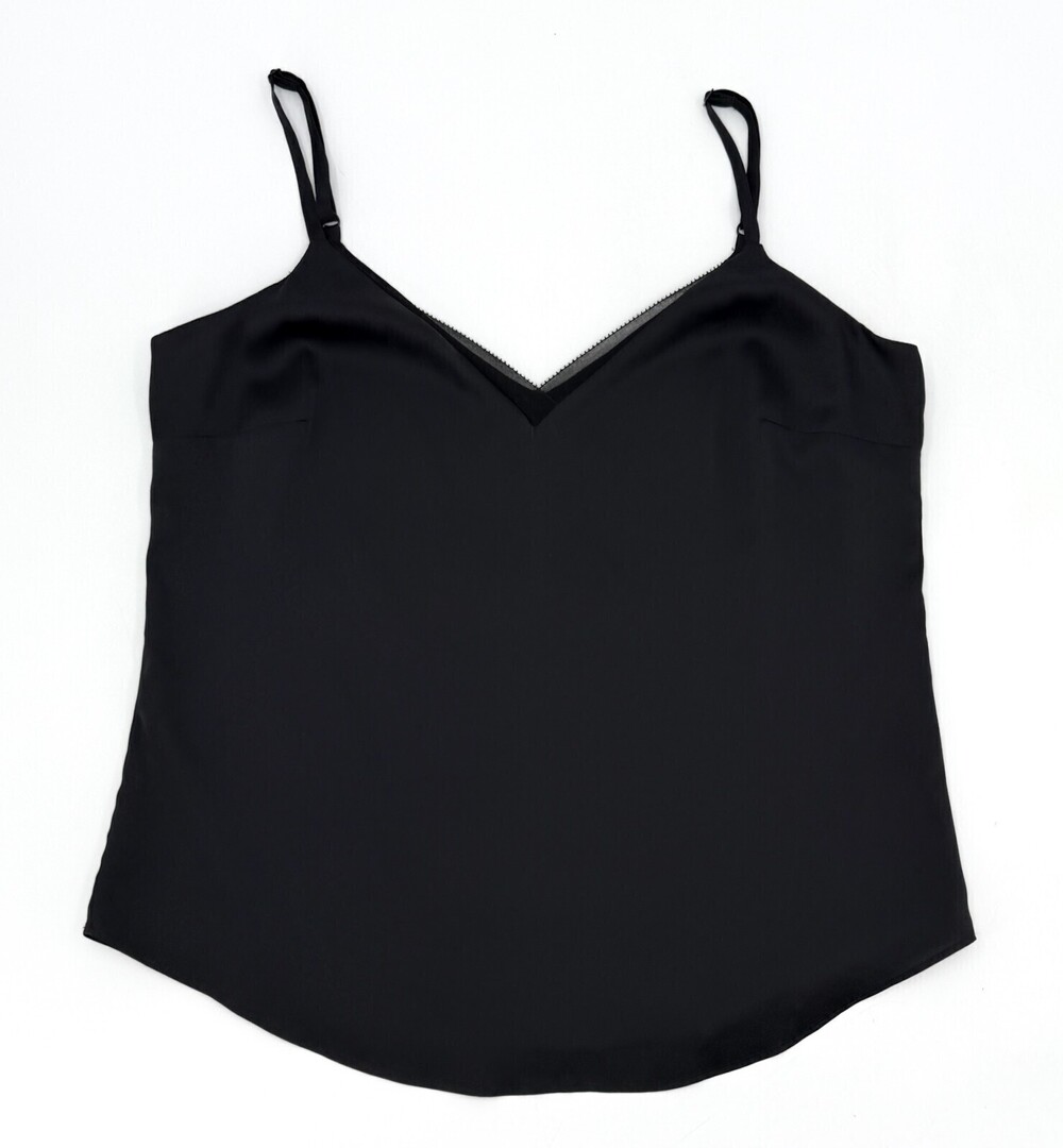 White House Black Market Camisole Tank Womens Small Black Strappy V Neck